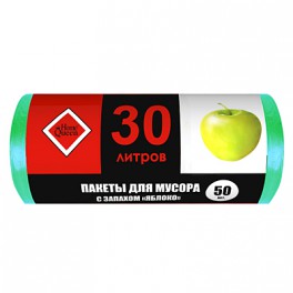 Пакеты д/мусора 30л*50шт ПНД с запахом яблоко 56569
